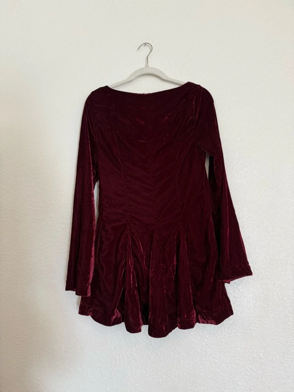 NWT free people Linney V-Neck Tie Front Long Sleeve Velvet Mini Dress